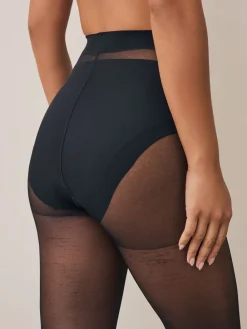 Zwart - Set van 3 glanzende 20 deniet panty's*Next Best