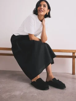 Zwart - Signature Premium leren suède muiltjes met franje en voetbed*Next