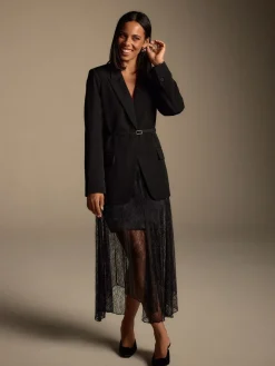 Zwart - Single Breasted Skinny Belt Blazer*Next Best