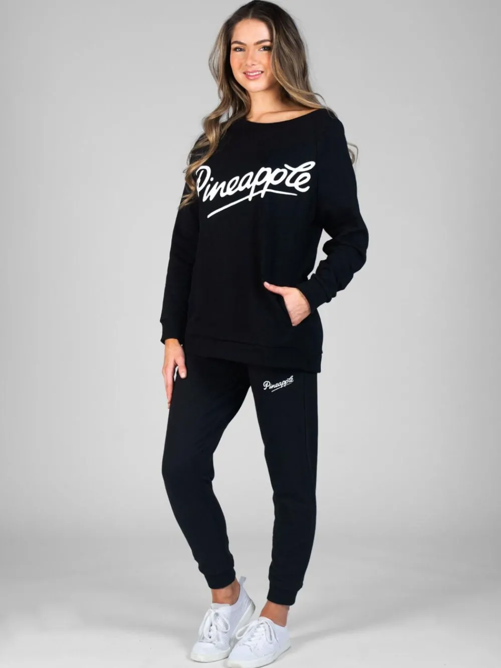 Zwart - Skinny joggingbroek met ananasprint en rits*Pineapple Hot