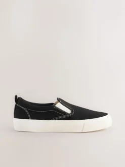 Zwart - Slip On Canvas Skater Trainers*Next