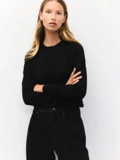 Zwart - Soft Touch Ronde hals Katoen Rijke Trui*Next Clearance