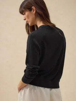 Zwart - Soft Touch V-hals Katoenrijk Vest met Knopen*Next New