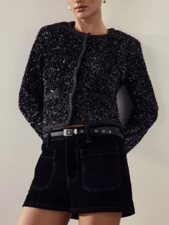 Zwart - Sparkle Buckle Satin Skinny Belt*Next Hot