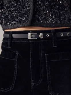 Zwart - Sparkle Buckle Satin Skinny Belt*Next Hot