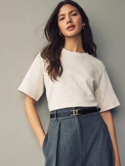 - Statement, smalle leren riem met gesp*Next Clearance