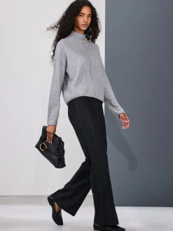 Zwart - Striped Flared Trousers*Next Online