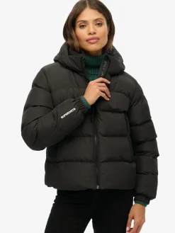 Zwart - - Gewatteerd sportjack met capuchon*Superdry Clearance