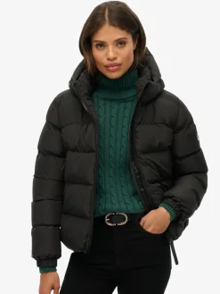 Zwart - - Gewatteerd sportjack met capuchon*Superdry Clearance