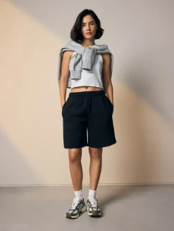 Zwart - Supersoft Peached Essentials Mid Length Jersey Jort Shorts*Next Hot