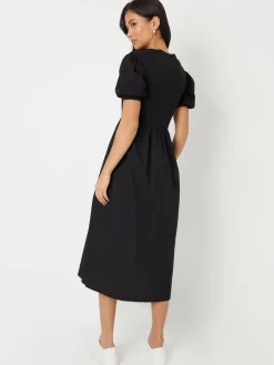 - 100% Cotton Puff Sleeve Jersey Poplin Mix Maxi Dress*Threadbare Outlet