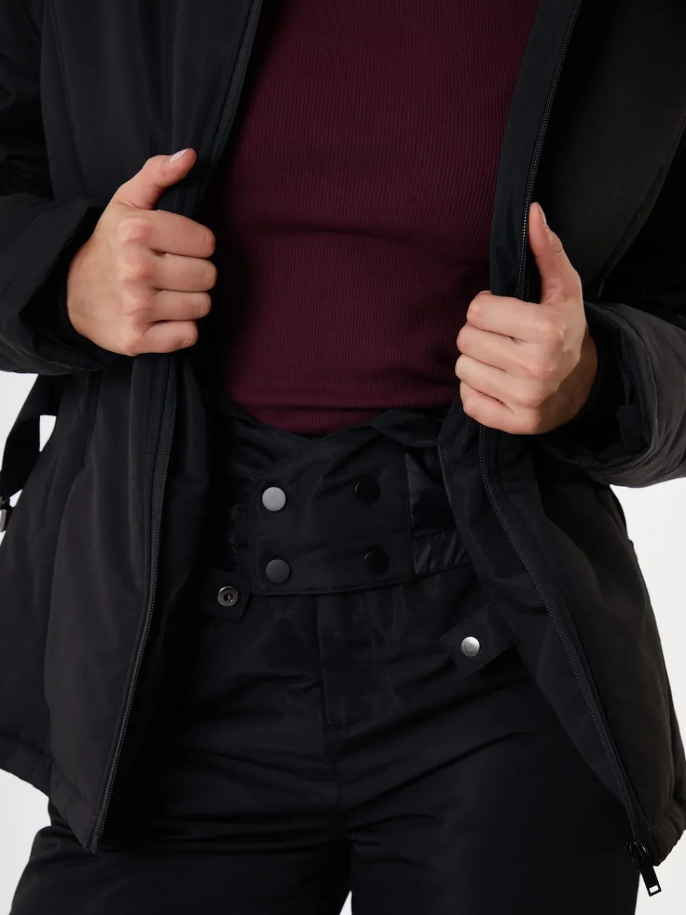 - - Gewatteerde ski-jas met riem*Threadbare