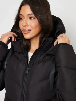 - - Halflang gewatteerd jack met capuchon*Threadbare Online