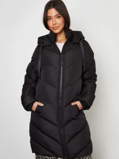 - - Halflang gewatteerd jack met capuchon*Threadbare Online