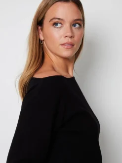 Zwart - gebreide trui met boothals*Threadbare New