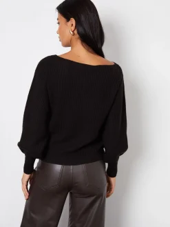 - grof gebreide trui met slash-hals*Threadbare Outlet