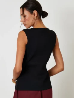 Zwart - Ribbed Knitted Waistcoat*Threadbare