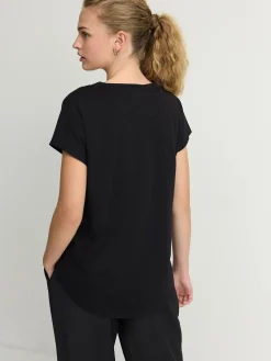 Zwart - T-shirt met V-hals en kapmouwtjes*Next Hot