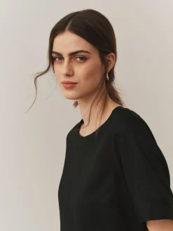 Zwart - T-Shirt With Linen*Next