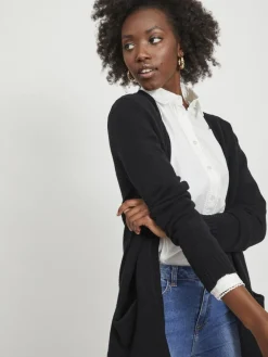 Zwart - Long Sleeve Lightweight Knit Cardigan*VILA Hot