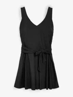 Zwart - Vormgevend, buikcorrigerend zwemjurk met rokje*Next Sale