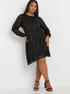 - Yours - Curve - Kanten midi-jurk*Yours Curve Sale