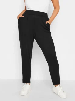 - - Jersey stretchjoggingbroek met dubbele bandplooi*Yours Curve Sale