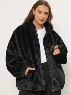 - Faux Fur Zip Thru Hooded Fleece*Yours Curve Hot