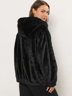 - Faux Fur Zip Thru Hooded Fleece*Yours Curve Hot