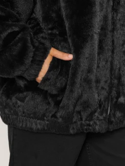 - Faux Fur Zip Thru Hooded Fleece*Yours Curve Hot
