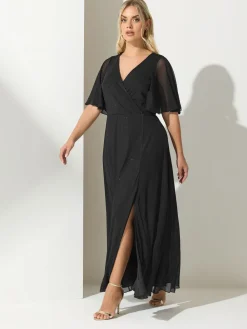 - London Glitter Wrap Mesh Maxi Dress*Yours Curve Clearance