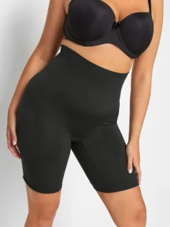 Zwart - Seamless Tummy Control High Waisted Shorts*Yours Curve Sale