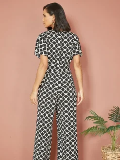 - jumpsuit met overslag en geometrische print*Yumi Discount