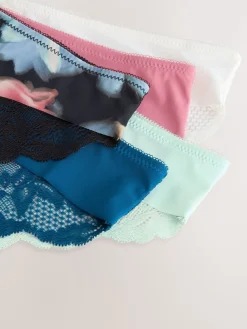 Zwart bloemenprint - 5 Niet-aftekenende slips met kanten achterkant*Next Hot