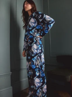 Zwart bloemenprint - Kew Collection pyjama's met lange mouwen*Next New