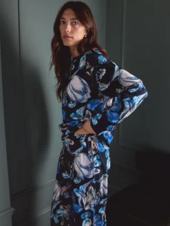 Zwart bloemenprint - Kew Collection pyjama's met lange mouwen*Next New