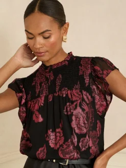 - - Metallic top met ronde hals*Love & Roses Discount