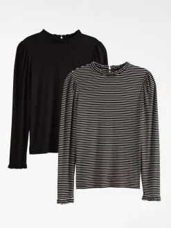 - jersey top met ruches aan de hals en lange mouwen*Love & Roses Clearance