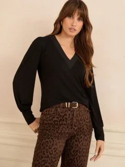 - V-Neck Chiffon Mix Jersey Tops 2 Pack*Love & Roses Hot