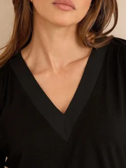 - V-Neck Chiffon Mix Jersey Tops 2 Pack*Love & Roses Hot