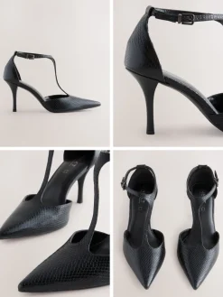 - Leren T-Bar hakken met spitse neus*Next