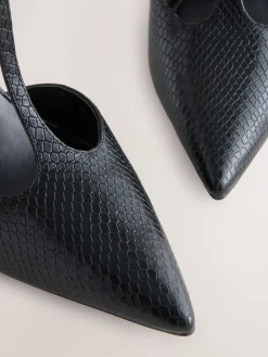 - Leren T-Bar hakken met spitse neus*Next