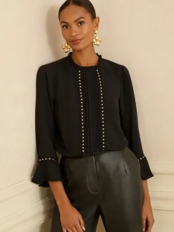 - Hardware Detail Flute Sleeve Blouse*Love & Roses Outlet