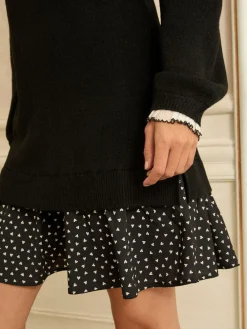 - gebreide mini-jurk met geweven rok*Love & Roses Clearance