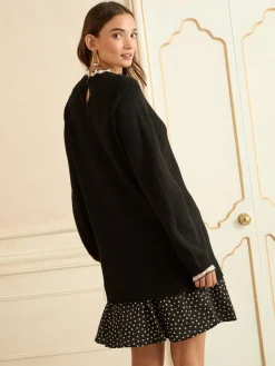 - gebreide mini-jurk met geweven rok*Love & Roses Clearance