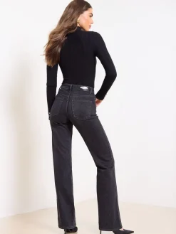 Zwart met slangenprint - - Jeans met een middelhoge taille en wijde pijpen*Lipsy