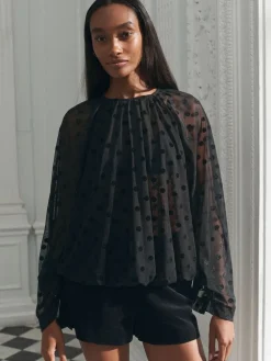 - Batwing Long Sleeve Devore Blouse*Next Discount