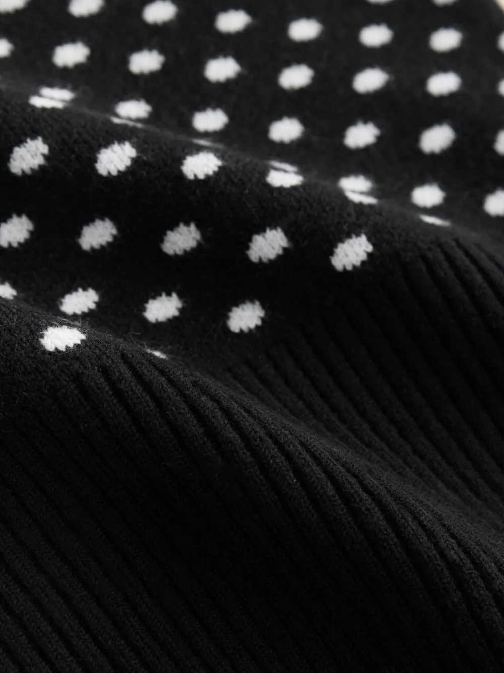 Zwart met stippen - Superzachte gebreide top met korte mouwen*Next Online