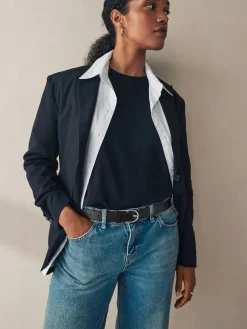 Zwart met zilver - Standaard leren riem*Next