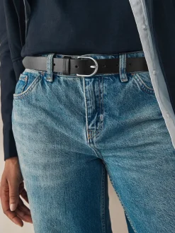 Zwart met zilver - Standaard leren riem*Next